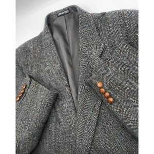 VTG Woolrich Blazer Men's 42R Pure Wool Tan Gray Jacket lined 2 button